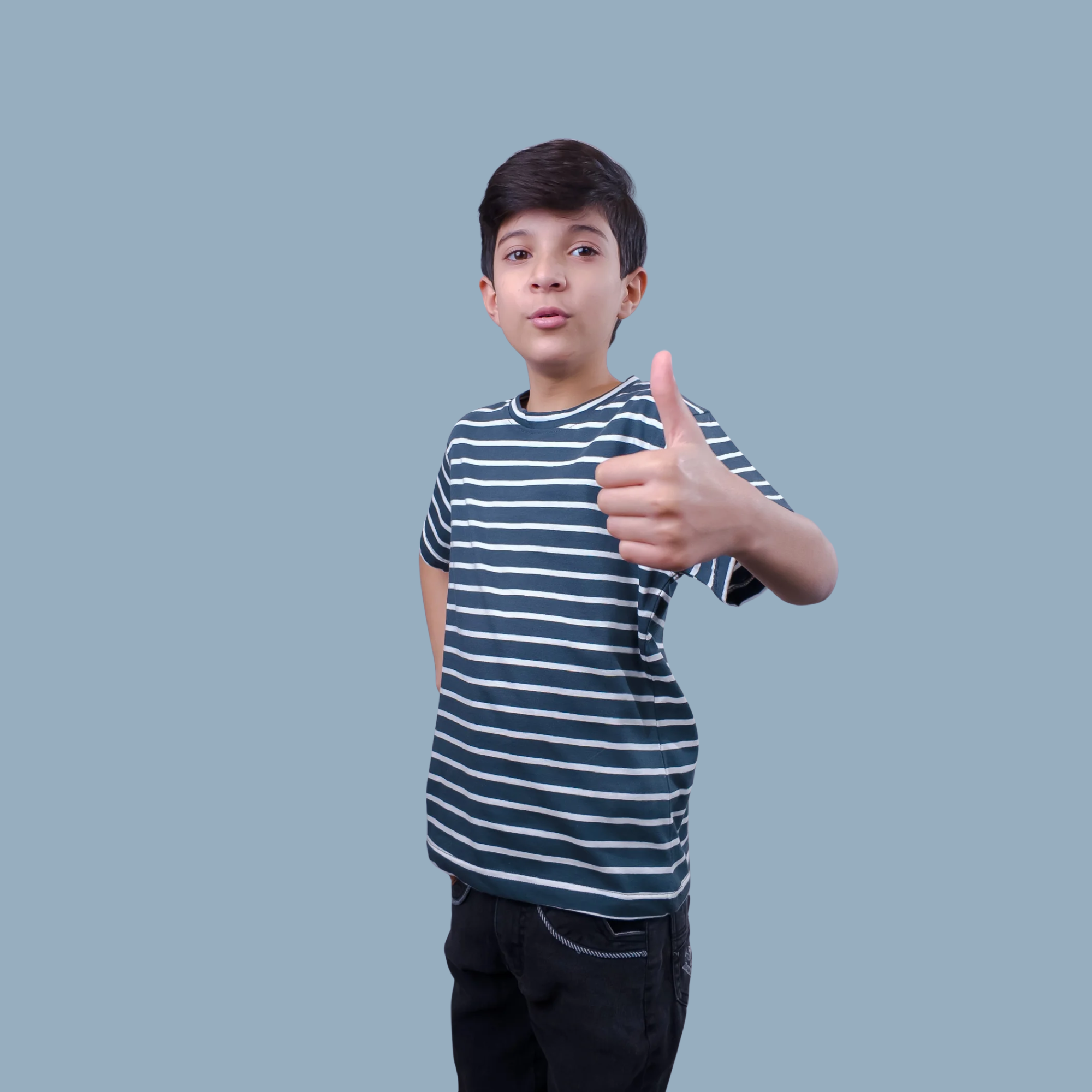 Dark Grey Striped T-Shirt – (Ages 2-14)